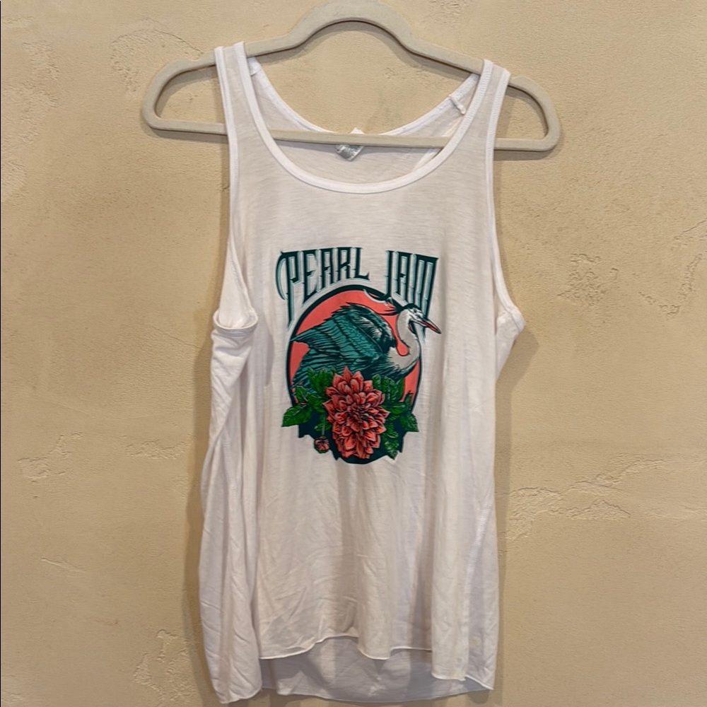 New- authentic Pearl Jam White Tank Top with Graphic